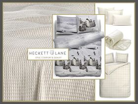 Snow dekbedovertrek van HeckettLane in een flanel uitvoering in combinatie met een  hoeslakens in de kleur Off white De WafelSprei in de kleur Ivory